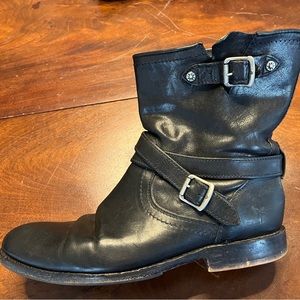 Frye Cross Strap Booties- Black
